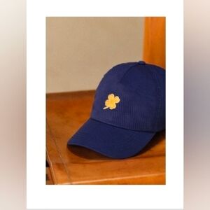 Sezane Octobre EditionsNavy Blue Cap with Yellow Embroidery